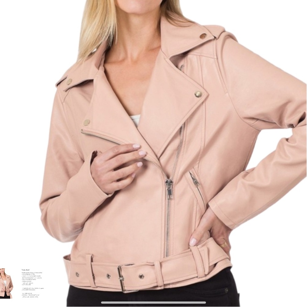 (REDUCED) PINK VEGAN MOTO JACKET